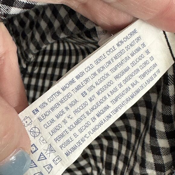 Forever 21 Shirt Dress L Black Gingham Roll Tab Pockets Mini Short Trendy Casual - Picture 7 of 11